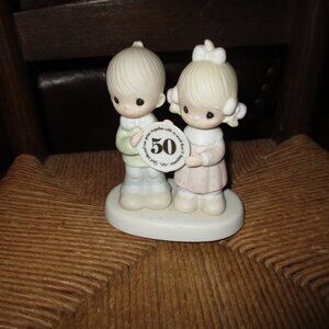 Precious Moments 50 Year Anniversary Statue  Vintage 50th Porcelain